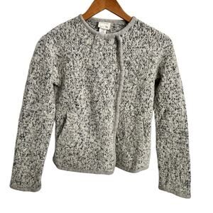 J.CREW CREW CUTS Kids Fuzzy Sweater Jacket Light Gray Girls Size 14